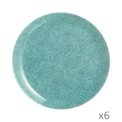 Luminarc 6 Assiettes Plates Icy Turquoise 26cm