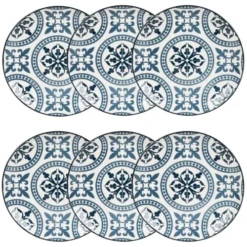Maisons Du Monde Assiettes à Dessert Assiette à Dessert En Faïence Bleue Et Blanche Motifs Graphiques - Lot De 6