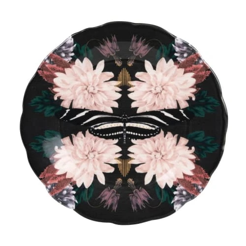 Maisons Du Monde Assiettes à Dessert Assiette à Dessert En Faïence Noire Motifs Roses - Lot De 6 1 Maisons Du Monde Assiettes à Dessert Assiette à Dessert En Faïence Noire Motifs Roses - Lot De 6