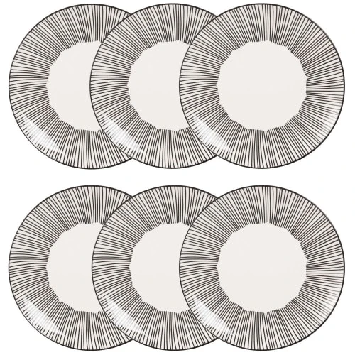 Maisons Du Monde Assiettes à Dessert Assiette à Dessert En Grès Blanc Motifs à Rayures - Lot De 6 1 Maisons Du Monde Assiettes à Dessert Assiette à Dessert En Grès Blanc Motifs à Rayures - Lot De 6