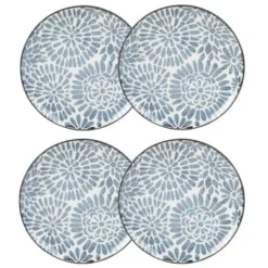 Maisons Du Monde Assiettes à Dessert Assiette à Dessert En Grès Imprimé Traits Bleus - Lot De 4 -Assiettes Soldes Magasin assiette a dessert en gres blanc motifs graphiques bleus ischia 1000 0 6 193239 4