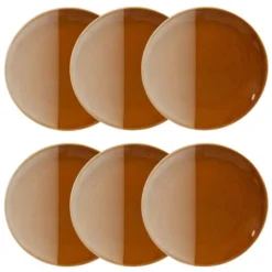 Maisons Du Monde Assiettes à Dessert Assiette à Dessert En Grès Caramel Et Crème - Lot De 6