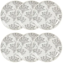 Maisons Du Monde Assiettes à Dessert Assiette à Dessert En Grès écru à Motifs Gris Anthracite - Lot De 6