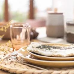 Maisons Du Monde Assiettes à Dessert Assiette à Dessert En Grès Jaune - Lot De 4 -Assiettes Soldes Magasin assiette a dessert en gres jaune 1000 13 26 212037 4