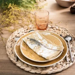 Maisons Du Monde Assiettes à Dessert Assiette à Dessert En Grès Jaune - Lot De 4 -Assiettes Soldes Magasin assiette a dessert en gres jaune 1000 13 26 212037 5