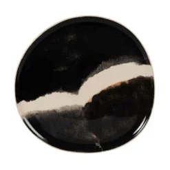 Maisons Du Monde Assiettes à Dessert Assiette à Dessert En Grès Marron, Blanc Et Noir - Lot De 6