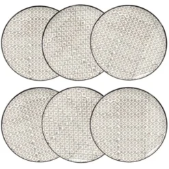 Maisons Du Monde Vaisselle De Noël Assiette à Dessert En Grès Micromotif Noir/blanc D 21 Cm - Lot De 6