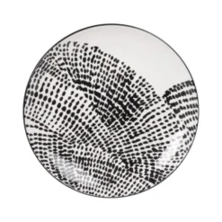 Maisons Du Monde Assiettes à Dessert Assiette à Dessert En Porcelaine Blanche à Motifs Noirs - Lot De 6