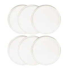 Maisons Du Monde Vaisselle De Noël Assiette à Dessert En Porcelaine Blanche Et Dorée - Lot De 6