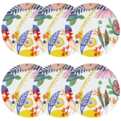 Maisons Du Monde Assiettes Assiette à Dessert En Porcelaine Multicolore Imprimée - Lot De 6