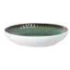 Maisons Du Monde Assiettes Creuses Assiette Creuse En Grès à Relief Vert Blanc Et Contour Marron - Lot De 4