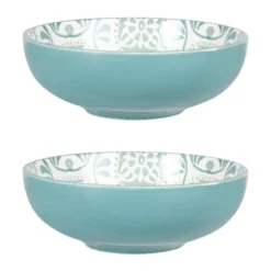 Maisons Du Monde Assiettes Creuses Assiette Creuse En Grès Blanc à Motifs Bleus Et Gris - Lot De 4