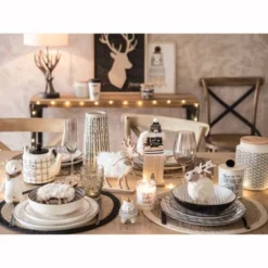 Maisons Du Monde Assiettes Creuses Assiette Creuse En Grès Blanc à Rayures - Lot De 6 -Assiettes Soldes Magasin assiette creuse en gres blanc a rayures 1000 5 3 173269 5