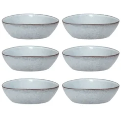 Maisons Du Monde Assiettes Creuses Assiette Creuse En Grès Bleu Gris - Lot De 6