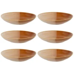 Maisons Du Monde Assiettes Creuses Assiette Creuse En Grès Caramel Et Crème - Lot De 6