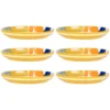 Maisons Du Monde Assiettes Creuses Assiette Creuse En Grès Multicolore Motif Végétal - Lot De 6
