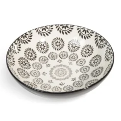 Maisons Du Monde Vaisselle De Noël Assiette Creuse En Grès Noir/blanc D 20 Cm - Lot De 4 -Assiettes Soldes Magasin assiette creuse en gres noir blanc d 20 cm 1000 10 30 154149 2