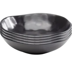 Kare Design Assiettes Creuses Assiette Creuse En Grès Noir D22 - Lot De 4