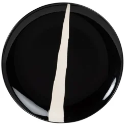 Maisons Du Monde Assiettes De Présentation Assiette De Présentation En Grès Noir Et Trait Blanc