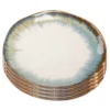 Kare Design Assiettes Plates Assiette En Céramique Blanche Et Bleue D20 - Lot De 4