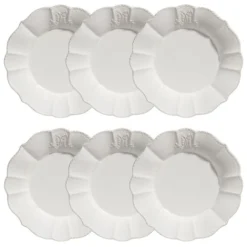 Maisons Du Monde Vaisselle De Noël Assiette Plate En Faïence Blanche - Lot De 6