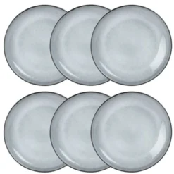 Maisons Du Monde Assiettes Plates Assiette Plate En Faïence Grise - Lot De 6