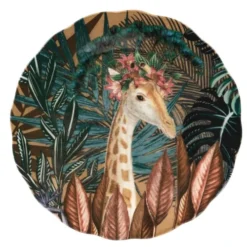 Maisons Du Monde Assiettes Plates Assiette Plate En Faïence Multicolore Motif Tropical Et Girafe - Lot De 6