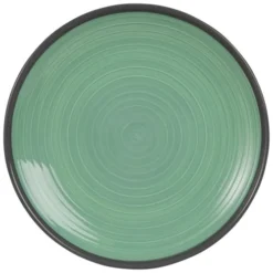 Maisons Du Monde Assiettes Plates Assiette Plate En Faïence Verte - Lot De 2