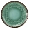 Maisons Du Monde Assiettes Plates Assiette Plate En Grès à Relief Vert Et Contour Marron - Lot De 4