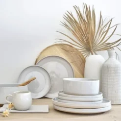 Maisons Du Monde Vaisselle De Noël Assiette Plate En Grès Blanc - Lot De 6 -Assiettes Soldes Magasin assiette plate en gres blanc 1000 12 6 208245 5