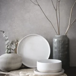 Maisons Du Monde Vaisselle De Noël Assiette Plate En Grès Blanc - Lot De 6 -Assiettes Soldes Magasin assiette plate en gres blanc 1000 12 6 208245 6