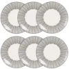Maisons Du Monde Assiettes Plates Assiette Plate En Grès Blanc Motifs à Rayures - Lot De 6