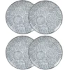 Maisons Du Monde Assiettes Plates Assiette Plate En Grès Blanc Motifs Graphiques Bleus - Lot De 4