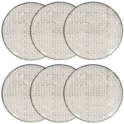 Maisons Du Monde Vaisselle De Noël Assiette Plate En Grès Blanc Motifs Graphiques Noirs - Lot De 6 -Assiettes Soldes Magasin assiette plate en gres blanc motifs graphiques noirs chiang mai 1000 8 28 154147 5