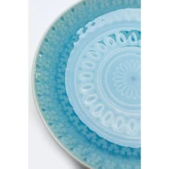 Kare Design Assiettes Plates Assiette Plate En Grès Bleu D21 - Lot De 4 -Assiettes Soldes Magasin assiette plate en gres bleu d21 lot de 4 3