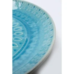 Kare Design Assiettes Plates Assiette Plate En Grès Bleu D21 - Lot De 4 -Assiettes Soldes Magasin assiette plate en gres bleu d21 lot de 4 4