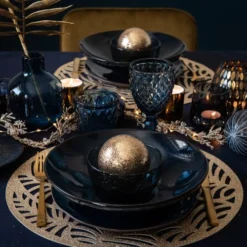 Maisons Du Monde Vaisselle De Noël Assiette Plate En Grès Bleu Pétrole - Lot De 2 -Assiettes Soldes Magasin assiette plate en gres bleu petrole 1000 10 33 182811 3