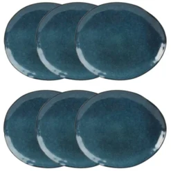 Maisons Du Monde Vaisselle De Noël Assiette Plate En Grès Bleu Pétrole - Lot De 2
