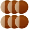 Maisons Du Monde Assiettes Plates Assiette Plate En Grès Caramel Et Crème - Lot De 6