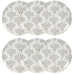 Maisons Du Monde Assiettes Plates Assiette Plate En Grès écru à Motifs Gris Anthracites - Lot De 6