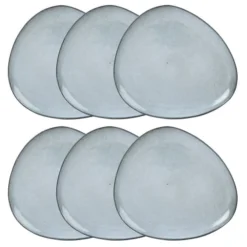 Maisons Du Monde Assiettes Plates Assiette Plate En Grès Gris - Lot De 6