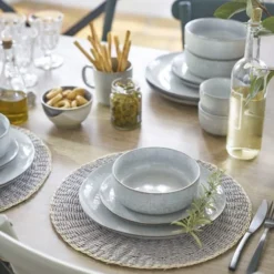 Maisons Du Monde Assiettes Plates Assiette Plate En Grès Gris Clair - Lot De 6 -Assiettes Soldes Magasin assiette plate en gres gris clair 1000 13 21 207481 3