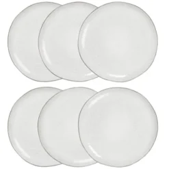 Maisons Du Monde Assiettes Plates Assiette Plate En Grès Gris Clair - Lot De 6