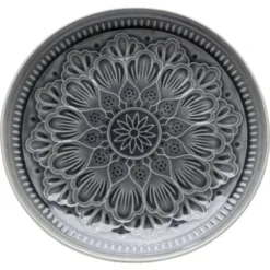 Kare Design Assiettes Plates Assiette Plate En Grès Gris D27 - Lot De 4 -Assiettes Soldes Magasin assiette plate en gres gris d27 lot de 4 2