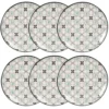 Maisons Du Monde Assiettes Plates Assiette Plate En Grès Motifs Graphiques Bleu Gris, Verts Et Blancs - Lot De 6