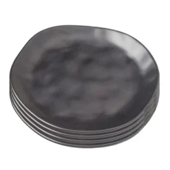 Kare Design Assiettes Plates Assiette Plate En Grès Noir D26 - Lot De 4