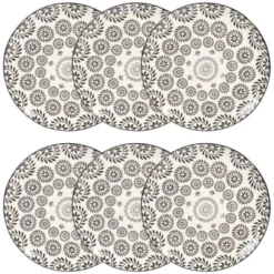 Maisons Du Monde Vaisselle De Noël Assiette Plate En Grès Blanc Motifs Graphiques Noirs - Lot De 6 -Assiettes Soldes Magasin assiette plate en gres noir et blanc imprime chiang mai 1000 6 26 154145 6
