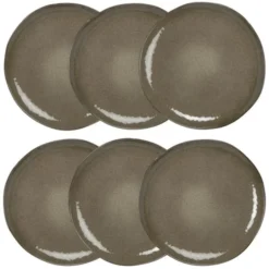 Maisons Du Monde Assiettes Plates Assiette Plate En Grès Vert - Lot De 6