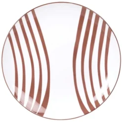 Maisons Du Monde Assiettes Plates Assiette Plate En Porcelaine à Rayures Marron - Lot De 6
