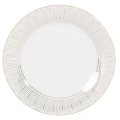 Maisons Du Monde Assiettes Plates Assiette Plate En Porcelaine Blanche à Bord Doré - Lot De 6